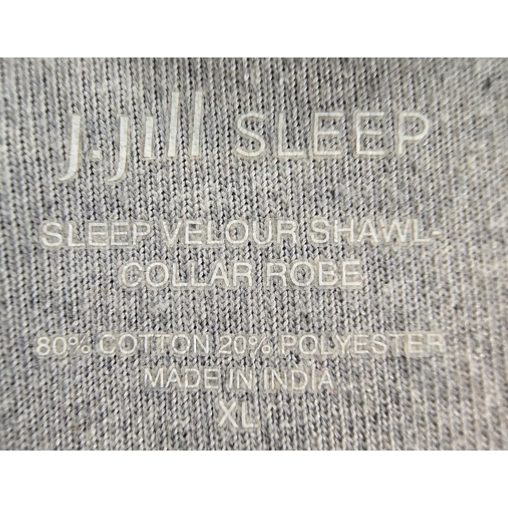 J Jill Sleep Shawl Collar Velour Tie-Waist Robe Pockets Gray XL - Picture 13 of 14